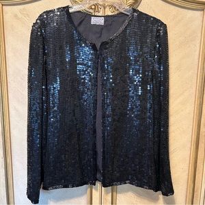 Vintage Stenay Black Silk Sequin Beaded Evening Jacket